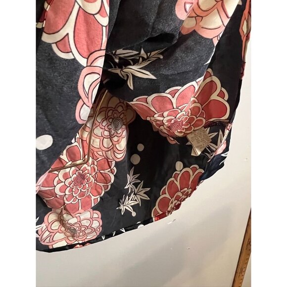 Retro Floral Halter Peplum Top L Black Artsy Funky Y2K Boho Western Colorful 80s - Picture 4 of 11